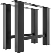 CLP Set de 2 pieds de table Hunker - Métal - Carré - noir 90 cm