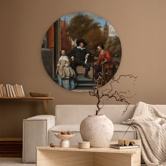 Le maire de Delft et sa fille - Peinture de Jan Steen Plaque murale en plastique