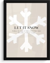 Fotolijst incl. Poster - Kerst - Let it snow - Sneeuwvlok - Winter - Quotes - 30x40 cm - Posterlijst - Kerstmis Decoratie - Kerstversiering - Kerstdecoratie Woonkamer