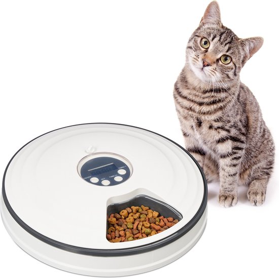 automatische voerbak kat - voor 6 porties - 5,5 x 30,5 cm - automatische - €37,98