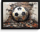 Cadre photo avec affiche - Voetbal - Mur - Zwart - Wit - 40x30 cm - Cadre pour affiche