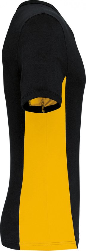 Tweekleurig herensportshirt 'Tiger' met ronde hals Black/Yellow - XL