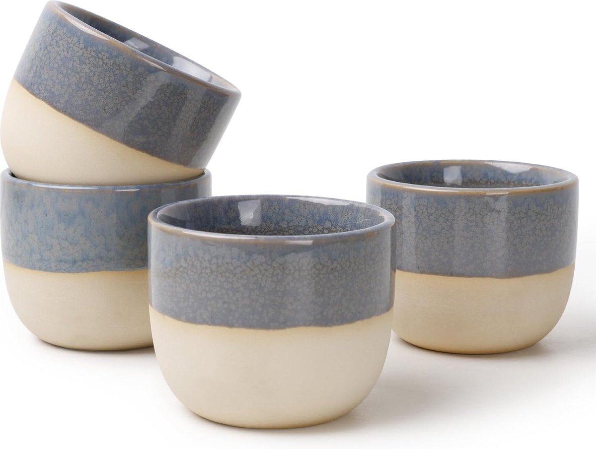 Cosumy Witte Keramische Espresso Kopjes Set van 4 - Stapelbaar Ontwerp - Dikwandig - Vaatwasmachinebestendig - 70 ml