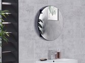 Ovalen wandmeubel voor badkamer met spiegel - RURI - Zwart L 48 cm x H 60 cm x D 15 cm