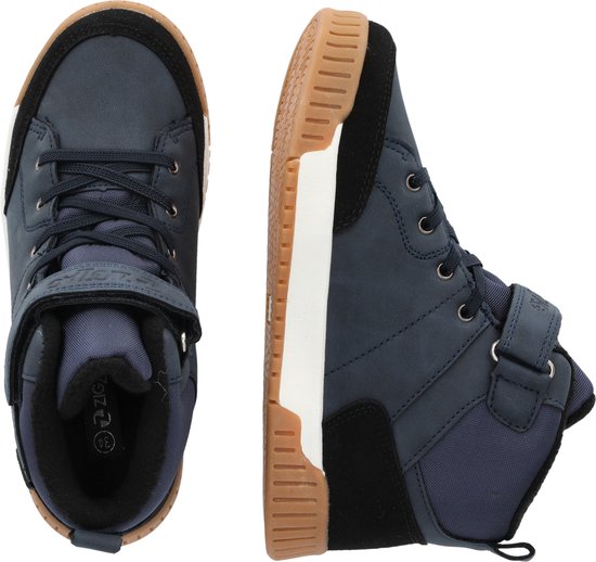 Bovenaanzicht van ZIGZAG Aintam wandelschoenen in blauw met bruine rand.
