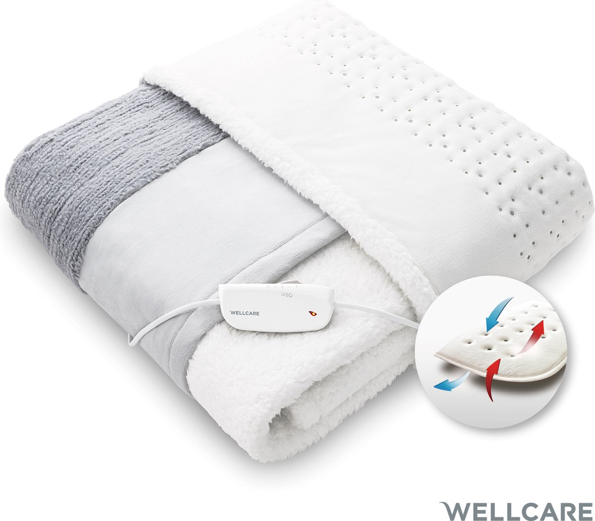Wellcare WE-167OBHD Elektrische Deken 2-in-1 Wit/Grijs - Wellcare - €37,83