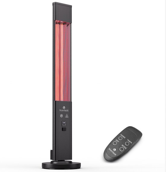 Blumfeldt Infraroodverwarming, 3000W Elektrische Verwarming, Binnen/Buiten Infraroodverwarming Voor Thuis & Op Het Terras, Ir Met Kantelbeveiliging & Afstandsbediening, Efficiënte Ip65 Elektrische Verwarming, Terrasverwarming
