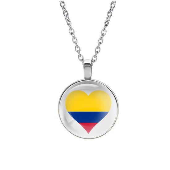 Ketting Glas - Hart Vlag Colombia
