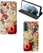 Smart Cover geschikt voor Samsung Galaxy S21 FE Bloemen