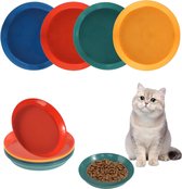 8 stuks kattenvoerbak kat ronde katten voerbak kleurrijke platte kattenbakken plastic kattenvoer bak set katten accessoires bak voor voer en water