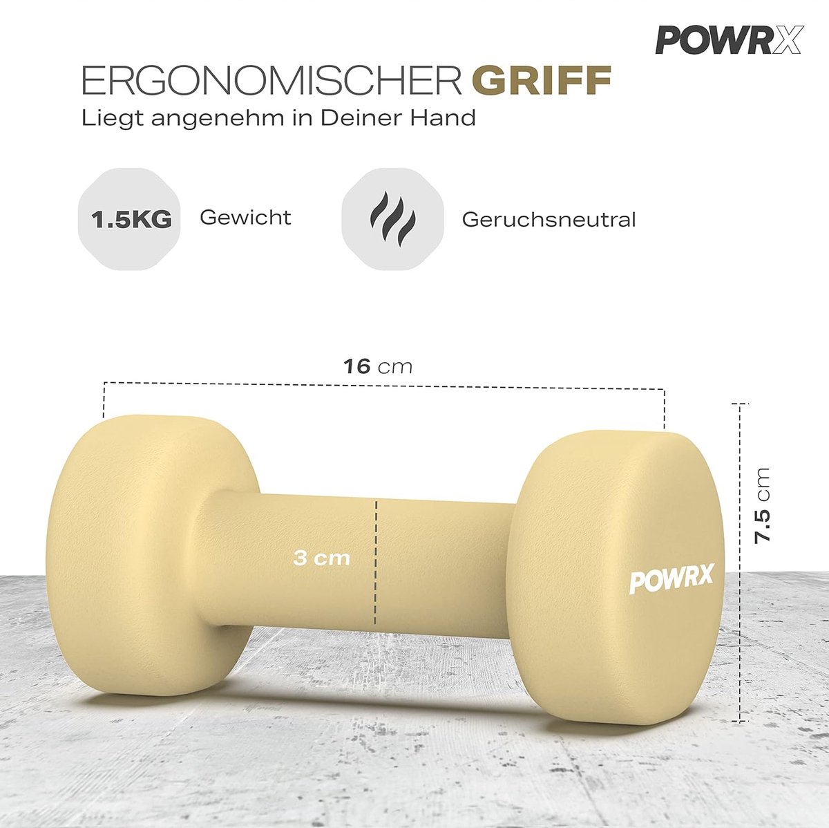 POWRX Haltères Hexagonaux Néoprène - Paire De 0,5 à 10 Kg - Idéal Musculation Maison