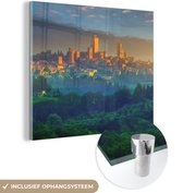 MuchoWow® Peinture sur verre 90x90 cm - Peinture sur verre - Lever de soleil sur San Gimignano près de la Toscane en Italie - Photo sur verre acrylique - Peintures