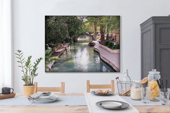 Peintures sur toile Rivière - Ville - Texas - 120x90 cm - Décoration murale