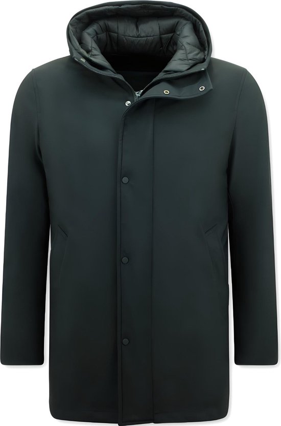 Winterjas Heren - Jassen Heren - Winterjassen Heren Lang - Jas - Winterjassen Heren Waterdicht - Parka Heren Winterjas - Tweedelige Jas - 8518 - Zwarte Jas Heren