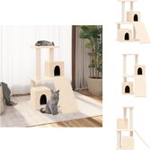 vidaXL Kattenmeubel - Alles-in-één - 47.5 x 66 x 82 cm - Met huisjes - trapje en platform - Zacht pluche - Natuurlijke sisal krabpalen - Krabpaal