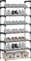 Étagère à chaussures réglable argentée à 6 niveaux, rangement de chaussures, étagère à chaussures haute, organisateur, support d'étagère, support pour 18 paires de chaussures, 56 x 30 x 110 cm, construction extra robuste