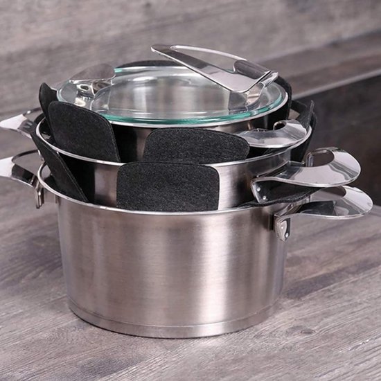 Balinco Pan Protector Felt, Coaster Heat Resistant, Washable, Pile Protection Bowls for Pans, Pots, Bowls, Adjustable Size, Set of 6