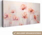 Canvas schilderij klaprozen 40x20 cm - Klaproos bloemen pastel - Slaapkamer decoratie volwassenen - Abstracte muurdecoratie canvasdoek - Muurdoek keuken kunstwerken - Foto op canvas doek - Keukenschilderij woondecoratie abstract