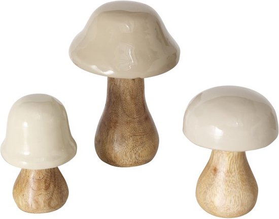 Lot de 3 champignons décoratif en bois Boltze - La déco 2B