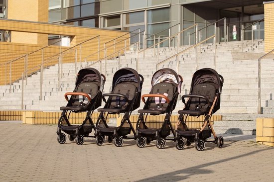 MoMi Estelle Kinderwagen - Lichtgewicht Buggy - Compact Opvouwbaar - Met Verstelbare Rugleuning - Reisbuggy 6+ Maanden - Zwart/Roze van MoMi — afbeelding 5