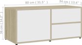 vidaXL - Tv-meubel - 80x34x36 - cm - bewerkt - hout - wit - en - sonoma - eikenkleurig