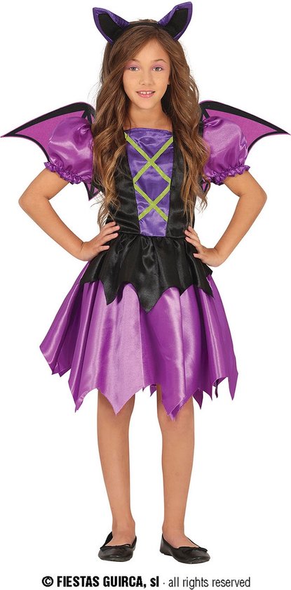 Fiestas Guirca - Purple Bat (10-12 jaar) - Carnaval Kostuum voor kinderen - Carnaval - Halloween kostuum meisjes