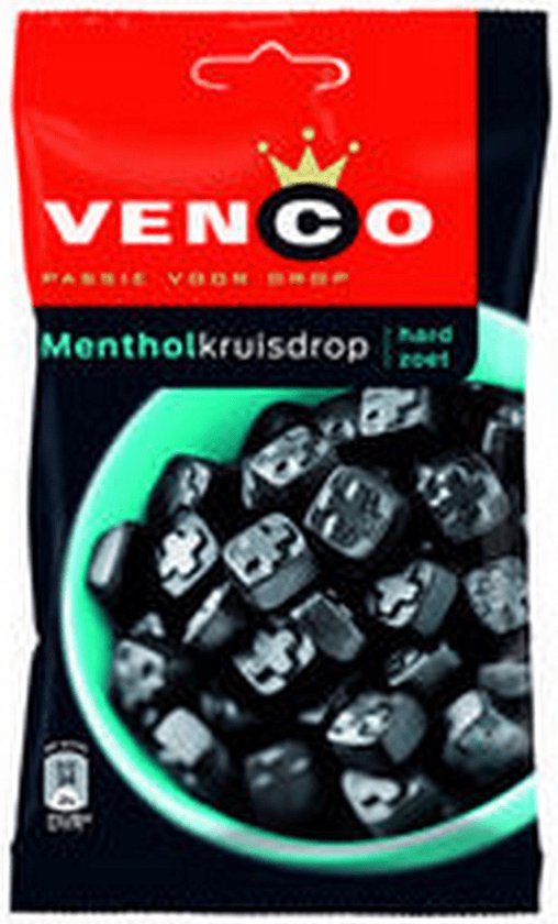 Venco Mentholkruisdrop zakje met drop