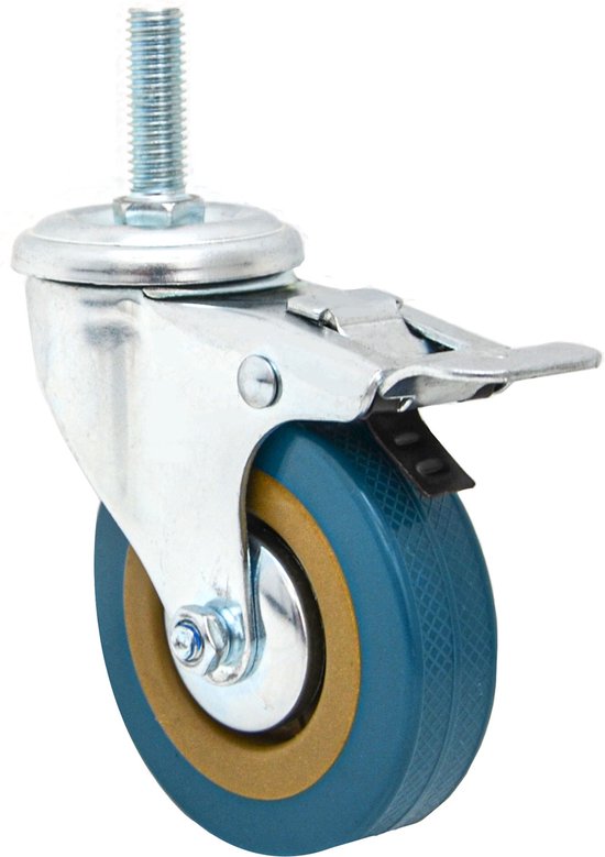 1 pièce roue pivotante à 360° avec frein 75 mm M10 roulettes Roues roulettes de meubles