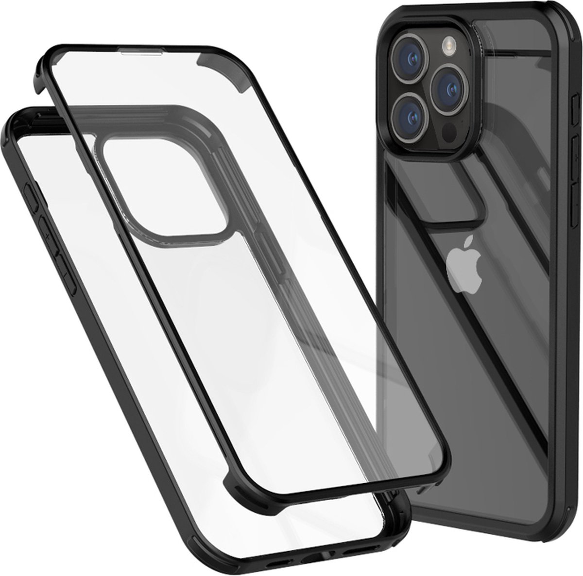 Valenta Full Cover - Coque Apple iPhone 15 Pro Max Coque arrière en Verre  trempé - Transparent / Noir 7-587693 