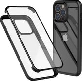 Valenta - Bumper Hoesje - iPhone 15 Pro Max - Full Cover - Tempered Glass - Zwart