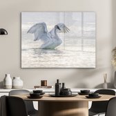 MuchoWow® Glasschilderij 80x60 cm - Schilderij acrylglas - Zwaan - Water - Vogel - Foto op glas - Schilderijen