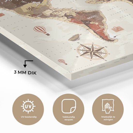 Vintage du monde vintage sur fond clair Plexiglas 30x20 cm - petit - Tirage photo sur Glas (décoration murale plexiglas)