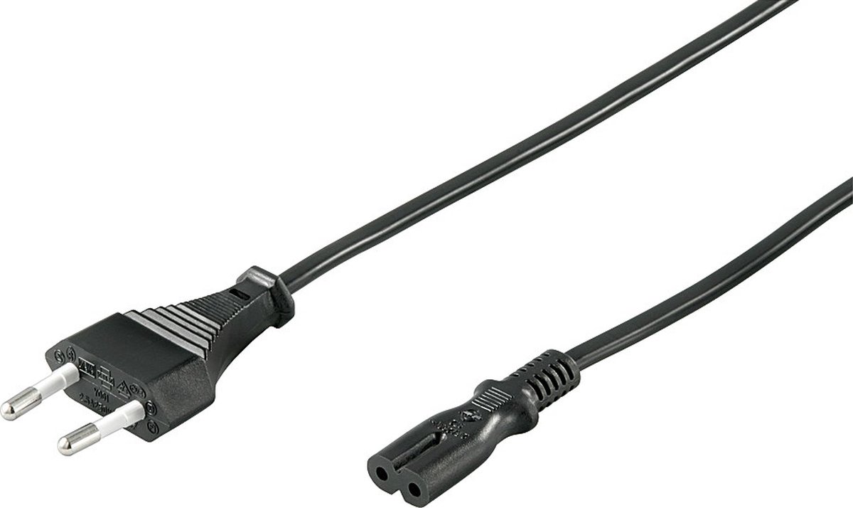 Goobay Stroomkabel met C7 / 8-vormige plug - zwart - 0.5 m