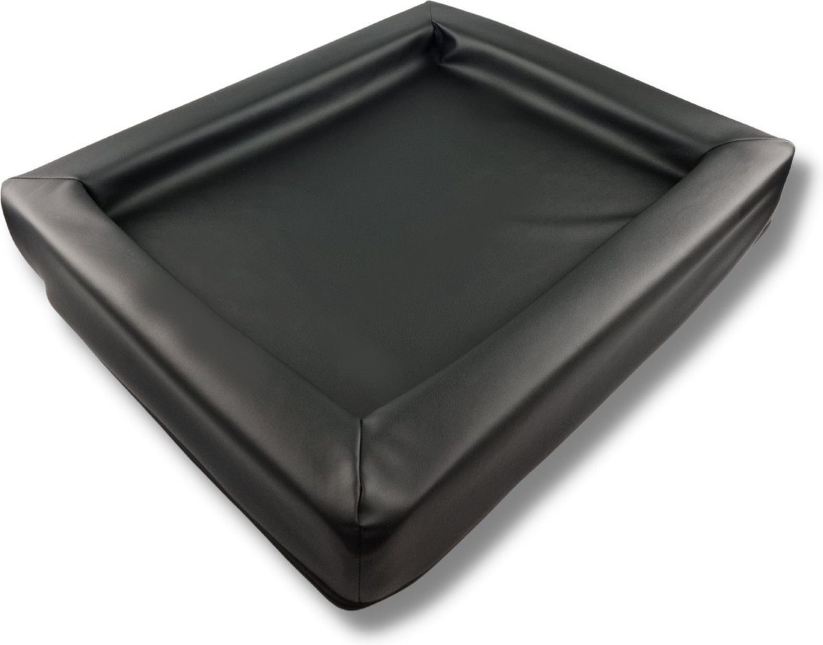 Loungebed Hondenbed M - 85 x 70 cm - Leatherlook Zwart - Hondenmand Comfort Hondenkussen