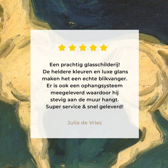 ® Glasschilderij 80x60 cm - Schilderij acrylglas - Paard - Vincent van Gogh - Foto op glas - Muurdecoratie woonkamer - Wanddecoratie slaapkamer - Schilderijen