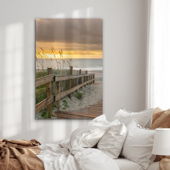 MuchoWow® Peinture sur Verre - Plage - Mer - Dune - Chemin - 80x120 cm - Peintures sur Verre Peintures - Photo sur Glas