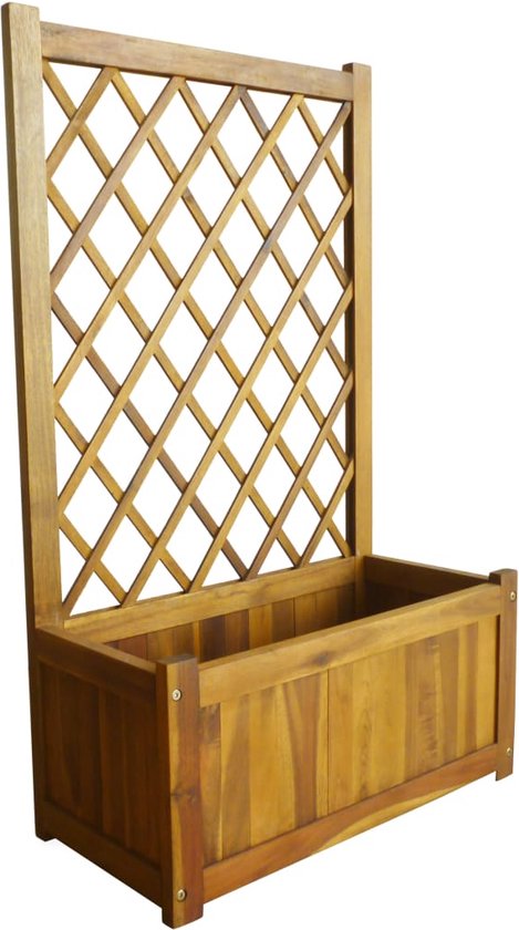 vidaXL Plantenbak met rek massief acaciahout