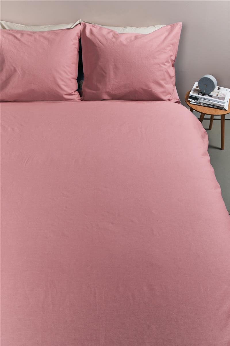 Ambiante Cotton Uni dekbedovertrek - Effen - Lits-Jumeaux - 240x200/220 cm - Roze