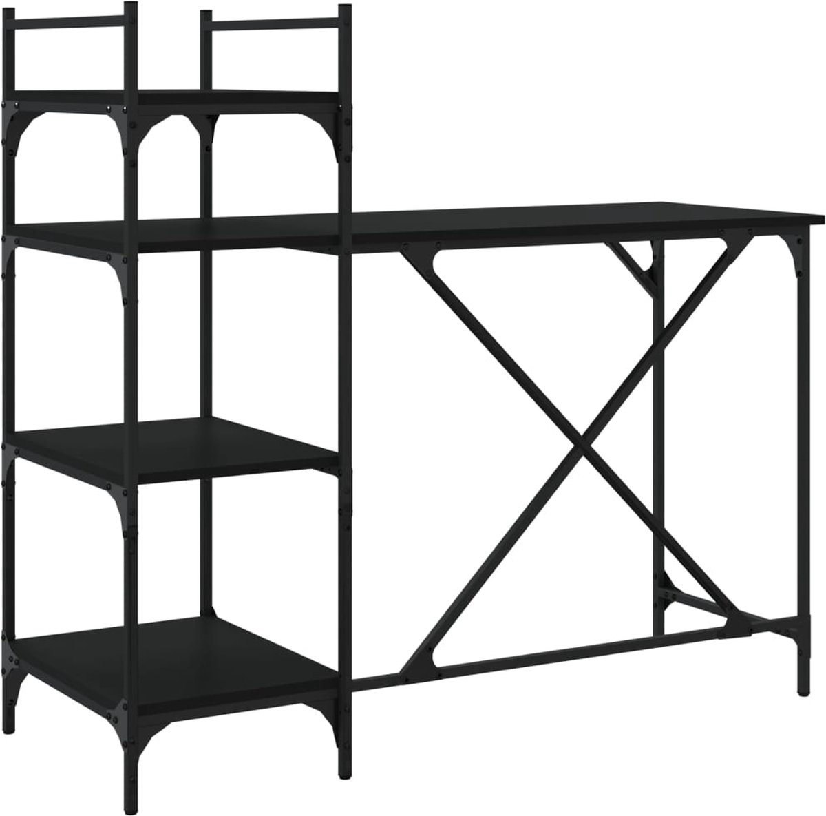 vidaXL - Computerbureau - met - schappen - 120x47x109 - cm - zwart