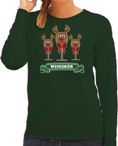 Bellatio Decorations Foute Kersttrui/sweater dames - winedeer - groen - wijn - rendier - Rudolf M