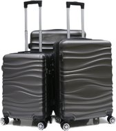 Kofferset Traveleo Babij - 3-delig - met cijferslot - Complete Set - Koffer - Handbagage 35L + 65L en 90L Ruimbagage - ABS04 - Grijs