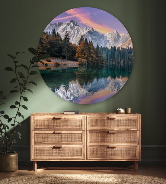 Cercle mural - Nature - Nuages ​​- Arbres - Neige - Décoration murale ronde - Cercle mural - Tableaux ronds - 120x120 cm - Décoration murale - Plastique