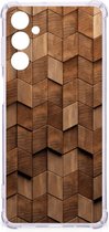 Stevig Telefoonhoesje geschikt voor Samsung Galaxy M54 Wooden Cubes