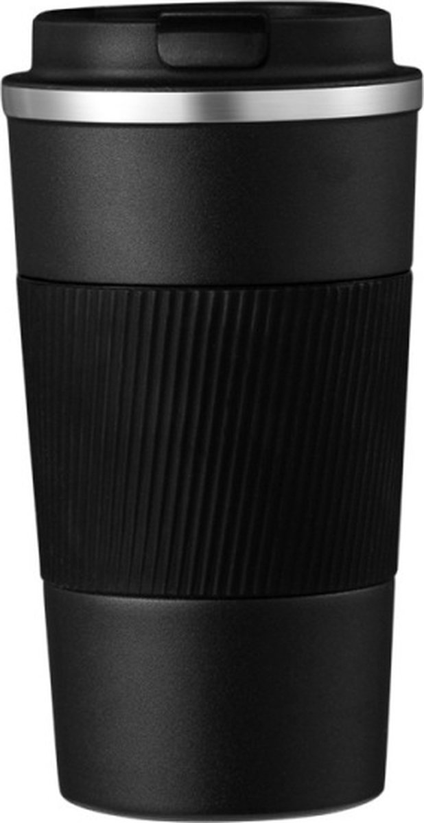 Koffiebeker -Thermobeker RVS 380 ML Zwart - Theebeker - To Go - Travel Mug