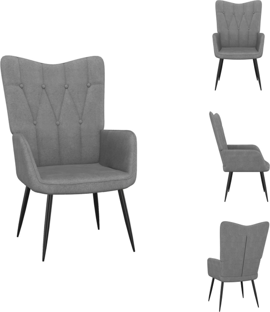 VidaXL Relaxstoel Donkergrijs 61 x 70 x 96.5 cm Stof Staal Fauteuil