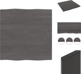 vidaXL Massief eikenhouten vervangend tafelblad - 60x60x2 cm - donkergrijs - Tafelonderdeel
