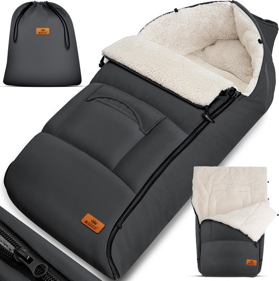 Chancelière Universelle Bébé Hiver Noire – Gigoteuse Poussette Siège Auto Buggy Avec Zip, Capuche & Fermeture Éclair