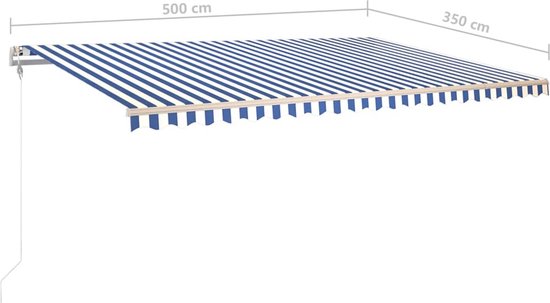 vidaXL Auvent extensible - Auvent extérieur - 500x350 cm - Blauw et Wit - Protection solaire pour fenêtre