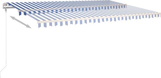 vidaXL Auvent extensible - Auvent extérieur - 500x350 cm - Blauw et Wit - Protection solaire pour fenêtre