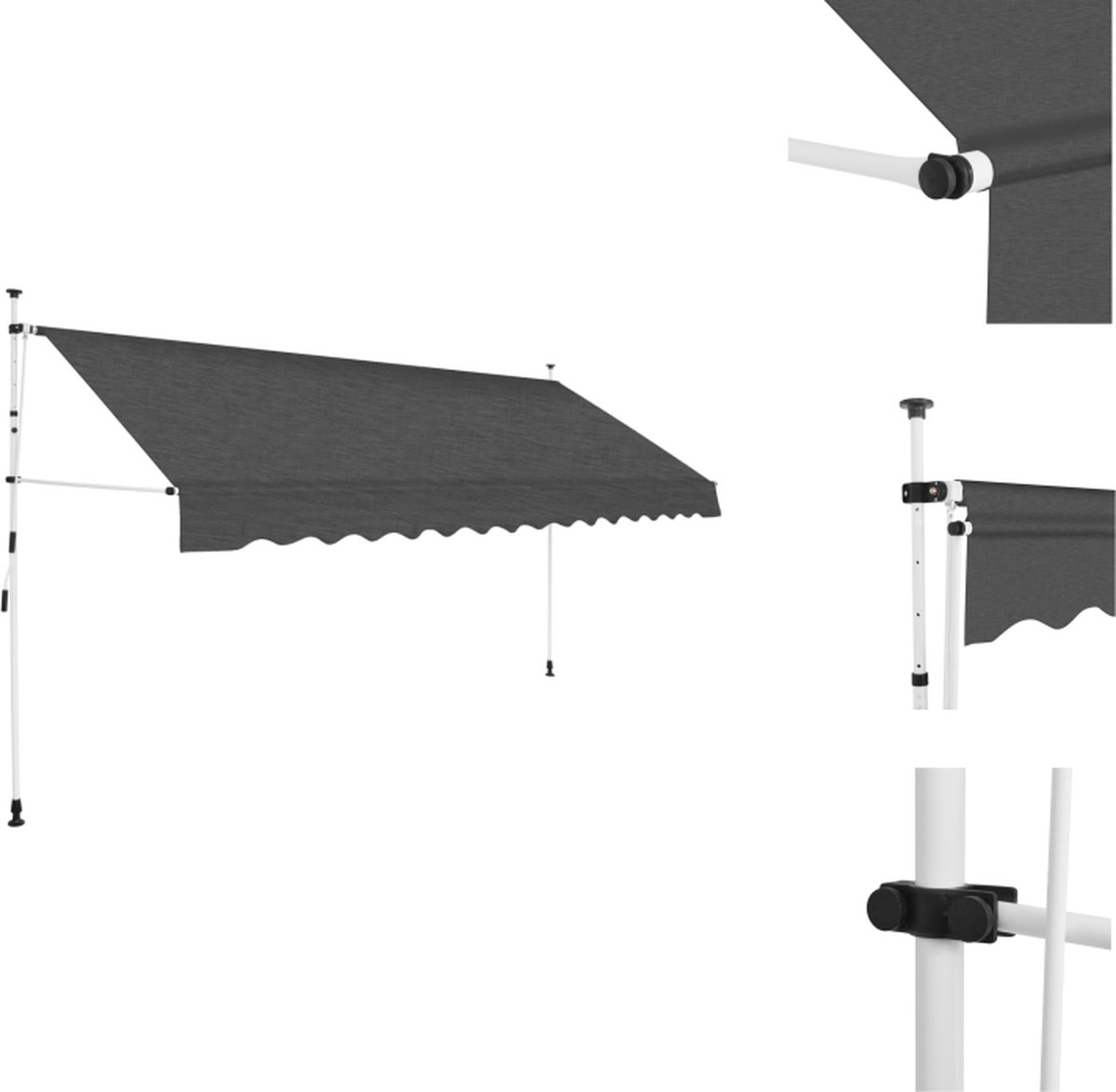 VidaXL Zonnescherm Uittrekbaar 400 cm x 120 cm Antraciet Vensterzonwering